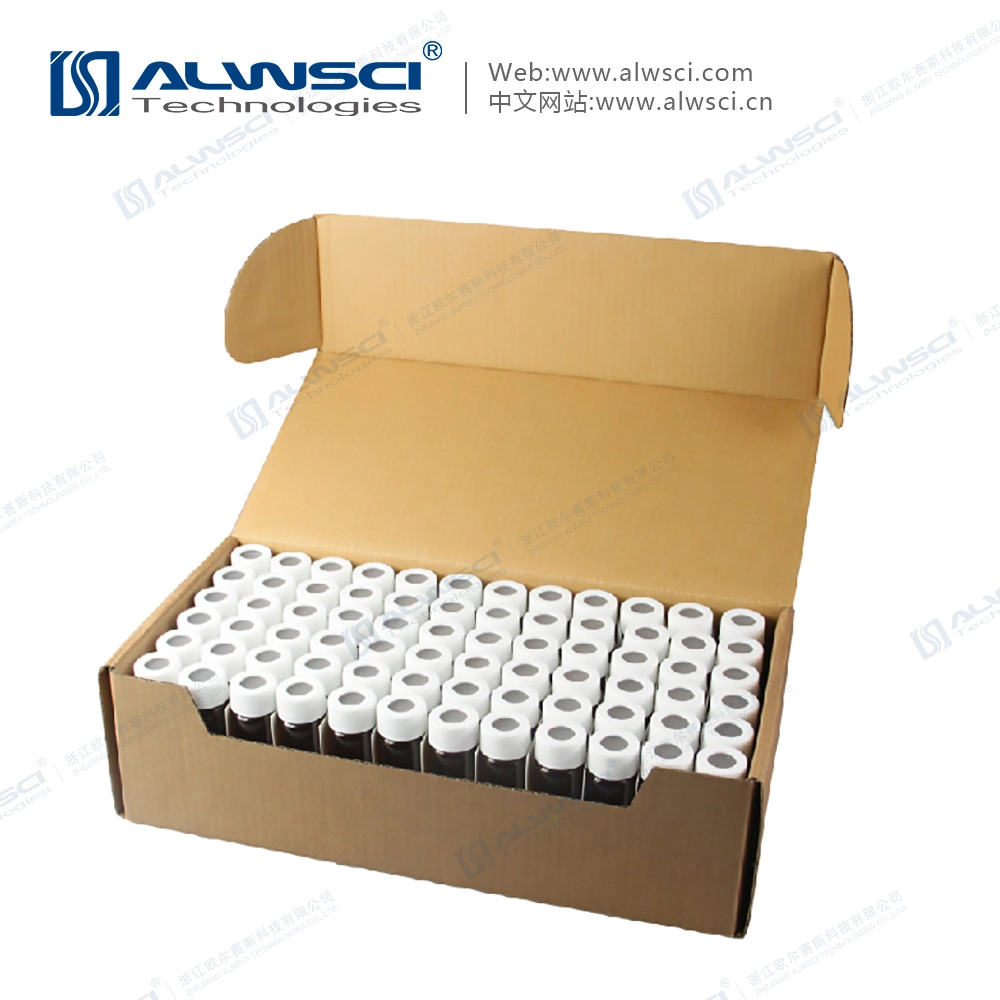 Alwsci Scintillation Storage Vials Kit 20ml Clear Glass Vial with 24-400 Black Cap Septa