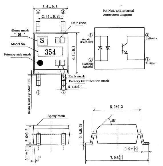 IC SMD PC354 Transistor Output Optocoupler DC Input Sop-4optical Coupler, OA Equipment, Audio Equipment, Home Appliance, Tool Machine, Computer